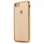 Wholesale iPhone 7 Crystal Clear Electroplate Hybrid Case (Champagne Gold)